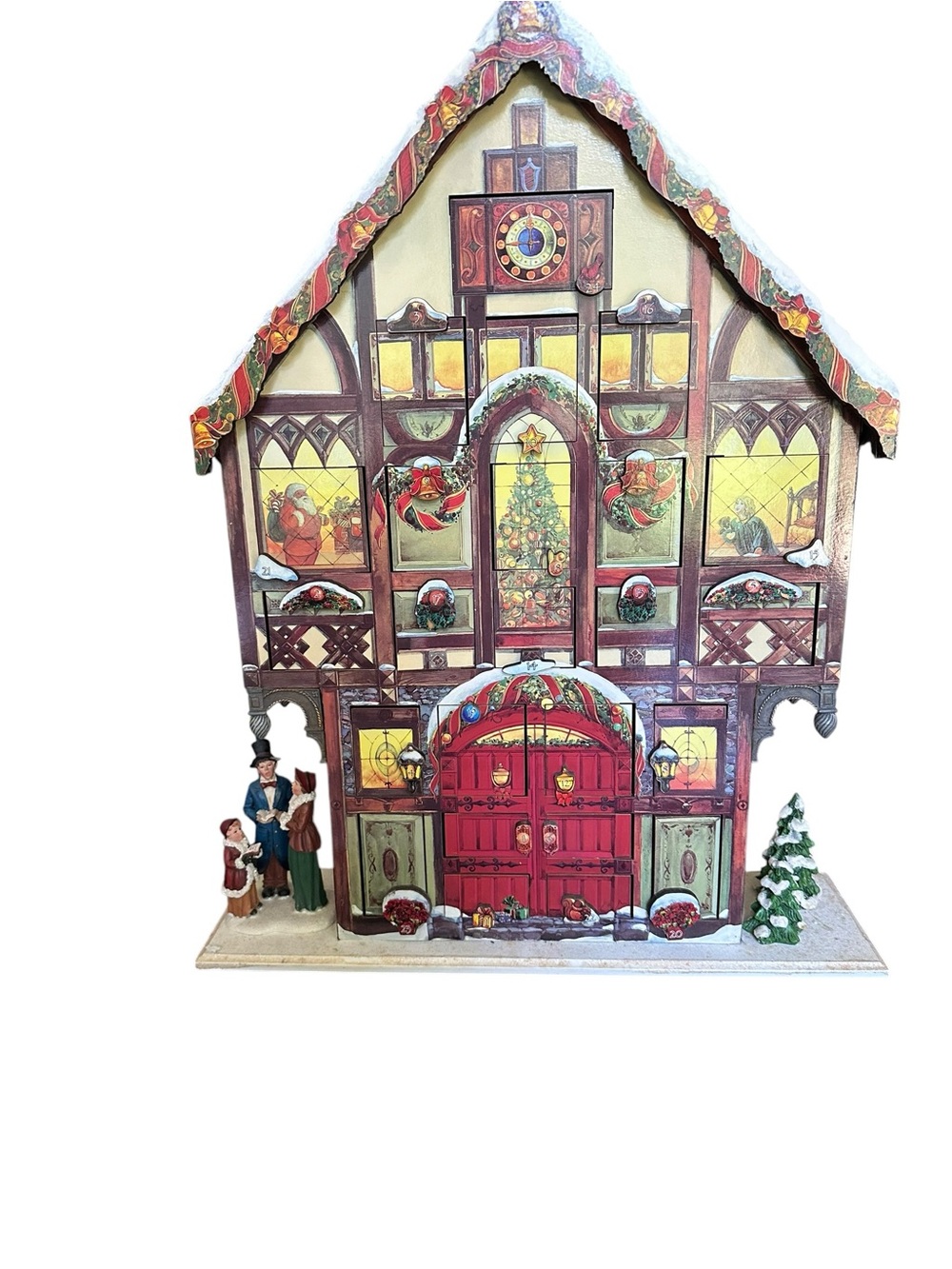 Costco 2015 Christmas Advent LARGE Wood 24 Door 3D Calendar House W/ Box #663167